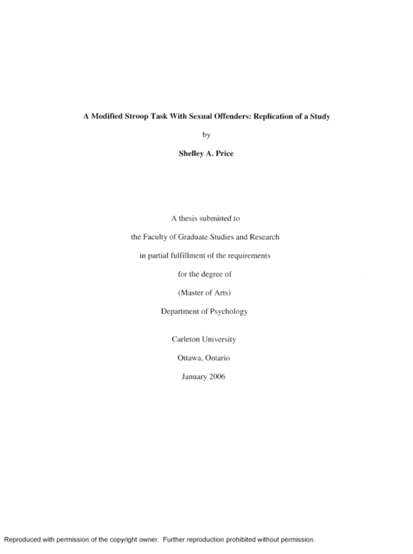(PDF) A modified Stroop task with sexual offenders: Replication of a study
