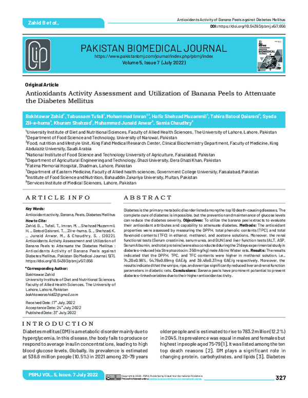 (PDF) Antioxidants Activity Assessment and Utilization of Banana Peels ...