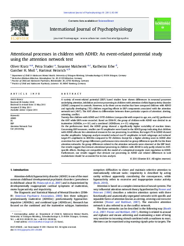 (PDF) Attentional processes in children with ADHD: An event-related ...