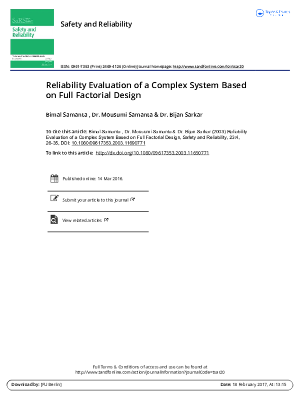 (PDF) Reliability Evaluation of a Complex System Based on Full ...