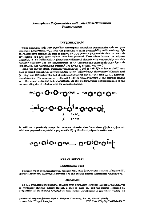 (PDF) Amorphous polyaramides with low glass transition temperatures