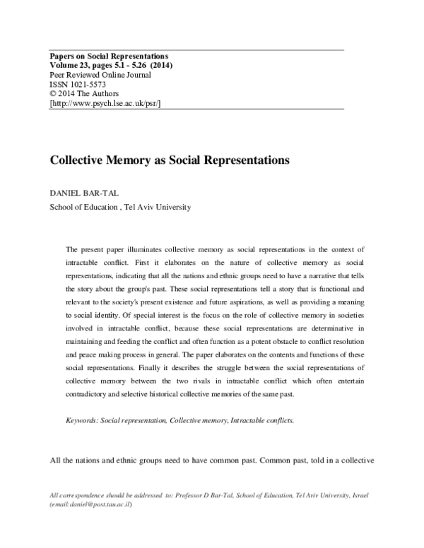 (PDF) Collective Memory as Social Representations