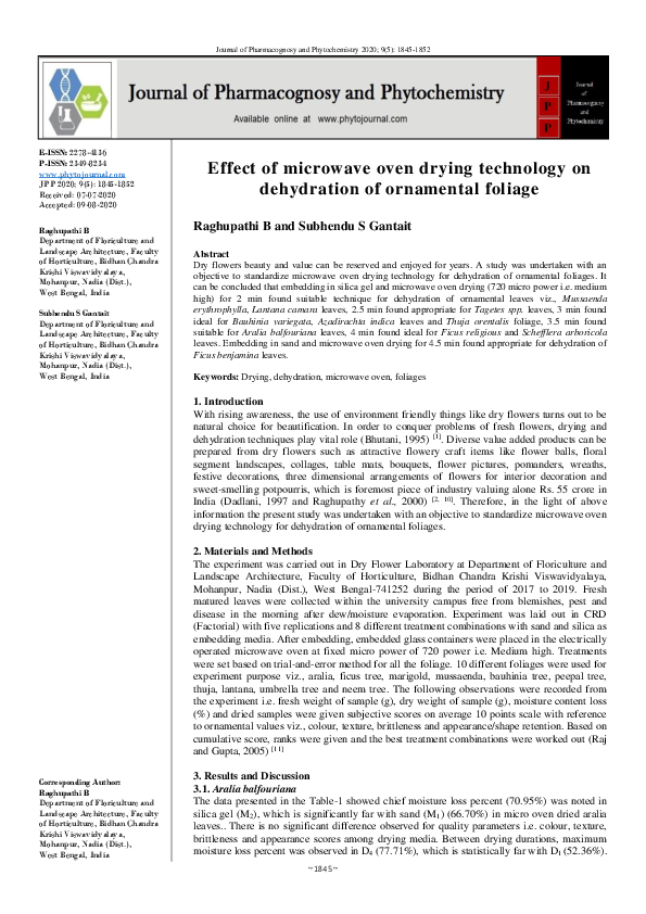 (PDF) Effect of microwave oven drying technology on dehydration of ...