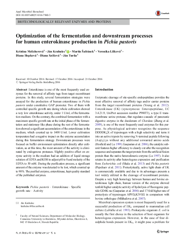 (PDF) Optimization of the fermentation and downstream processes for ...