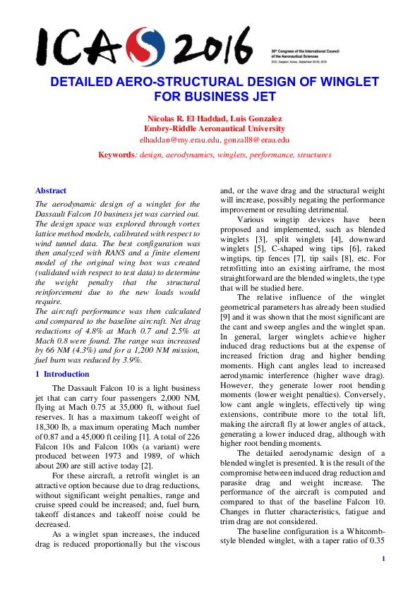 (PDF) Detailed Aero-Structural Design of Winglet for Business Jet