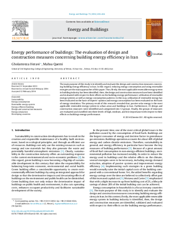 (PDF) Energy performance of buildings: The evaluation of design and ... - Building Performance Evaluation For Energy Efficiency
