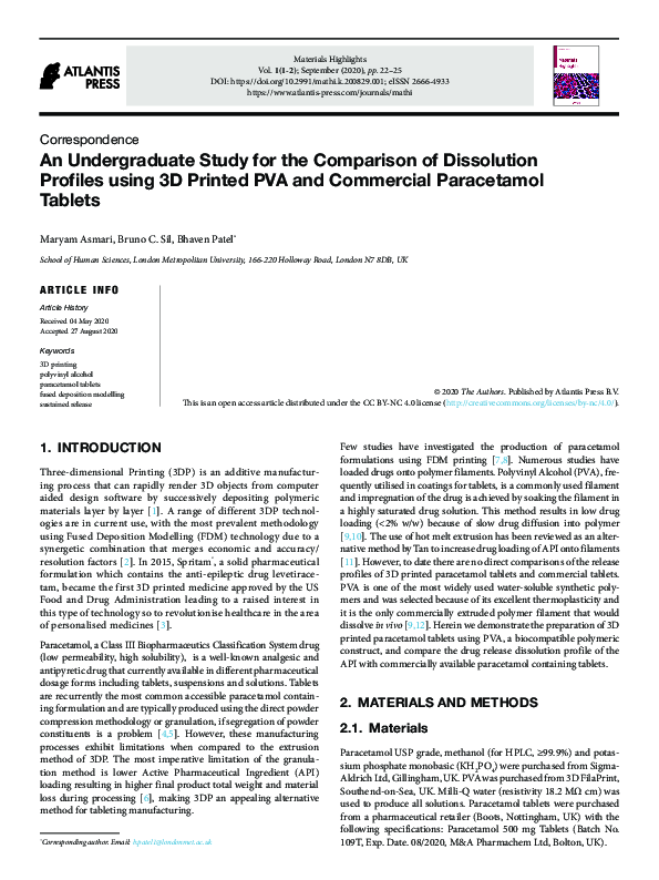 (PDF) An Undergraduate Study for the Comparison of Dissolution Profiles ...