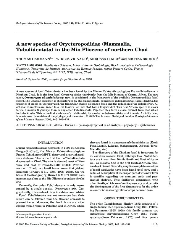 (PDF) A new species of Orycteropodidae (Mammalia, Tubulidentata) in the ...