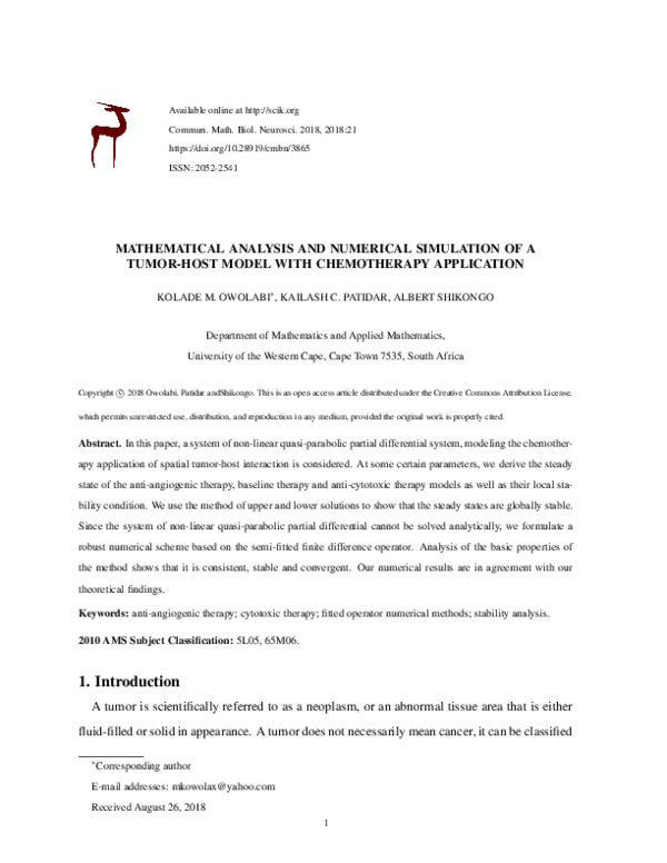 (PDF) Mathematical analysis and numerical simulation of patterns in ...