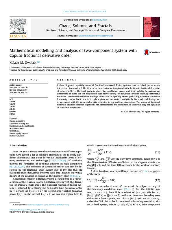 (PDF) Mathematical modelling and analysis of two-component system with ...