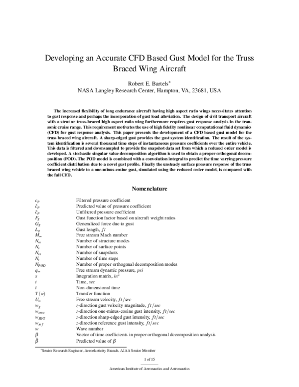 (PDF) Developing an Accurate CFD Based Gust Model for the Truss Braced ...