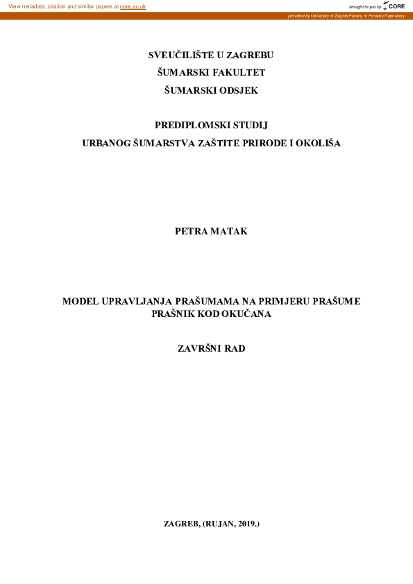 (PDF) Model upravljanja prašumama na primjeru prašume Prašnik kod Okučana