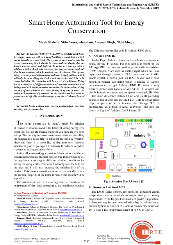 (PDF) Smart Home Automation Tool for Energy Conservation