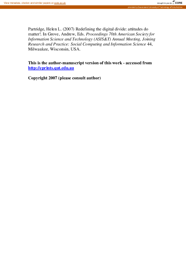 (PDF) Bridging the Digital Divide - The Roles of Internet Self-Efficacy ...