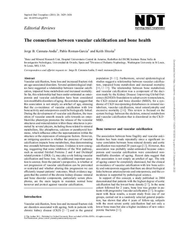 (PDF) The connections between vascular calcification and bone health
