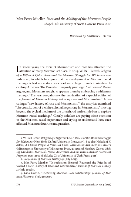 Race and the Making of the Mormon People