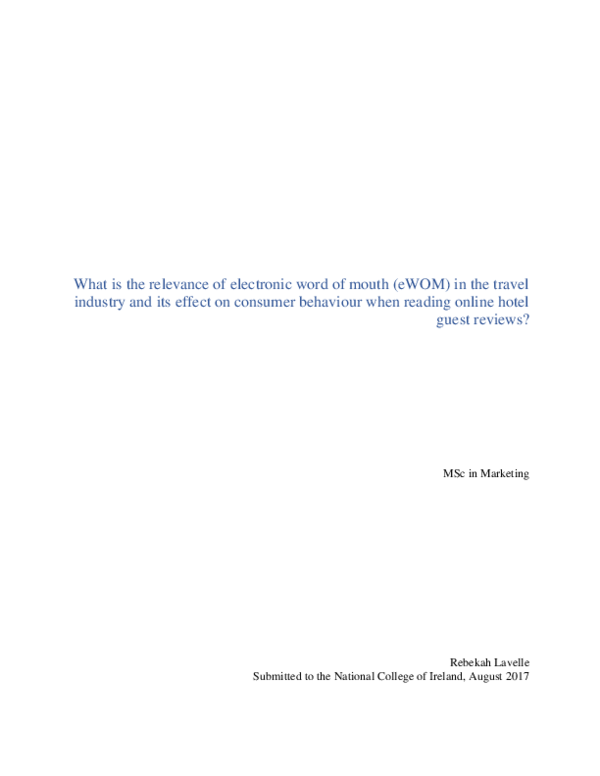 (PDF) What is the relevance of electronic word of mouth (eWOM) in the ...