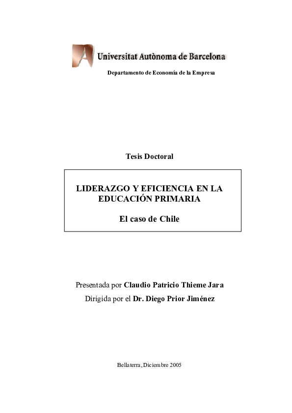 (PDF) Liderazgo y Eficiencia en la Educación Primaria. El caso de Chile