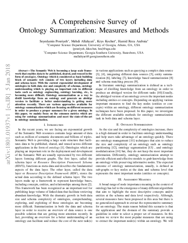 (PDF) A Comprehensive Survey of Ontology Summarization: Measures and ...