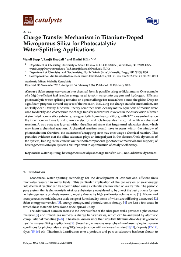 (PDF) Charge Transfer Mechanism in Titanium-Doped Microporous Silica ...