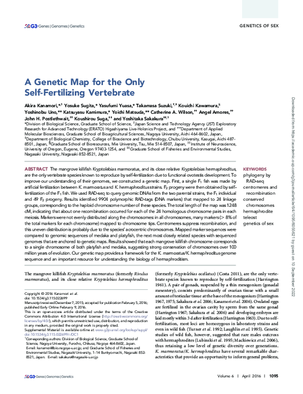 (PDF) A Genetic Map for the Only Self-Fertilizing Vertebrate