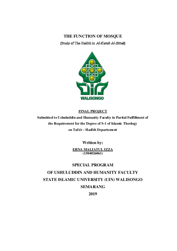 (PDF) The function of mosque : study of the hadith in al-Kutub al-Sittah