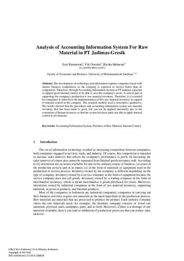 (PDF) Analysis of Accounting Information System For Raw Material in PT ...