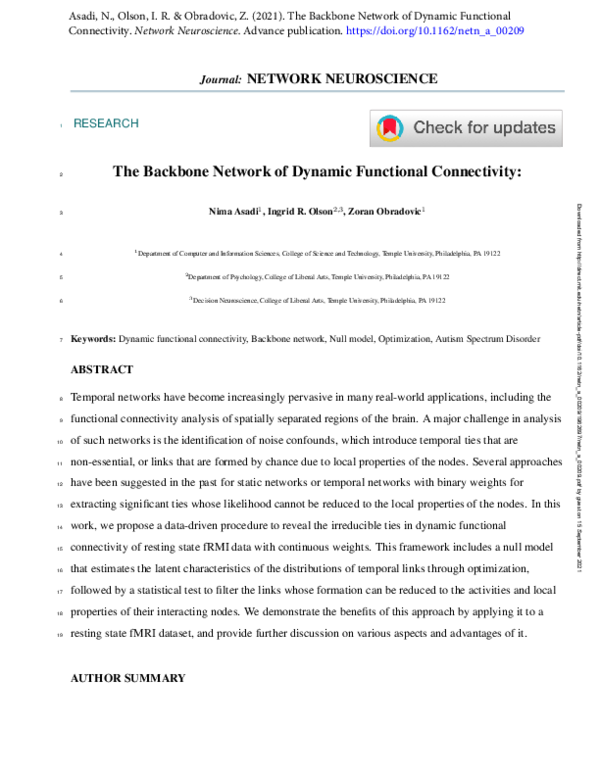 First page of “The Backbone Network of Dynamic Functional Connectivity”