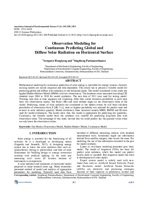 (PDF) Observation Modeling for Continuous Predicting Global and Diffuse ...