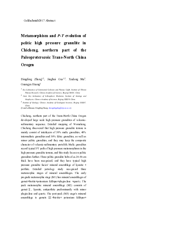(PDF) Metamorphism and P–T evolution of high pressure granulite in ...