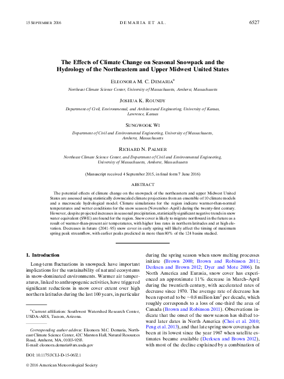 (PDF) The Effects of Climate Change on Seasonal Snowpack and the ...