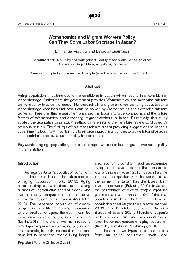 (PDF) Womenomics and Migrant Workers Policy: Can They Solve Labor ...