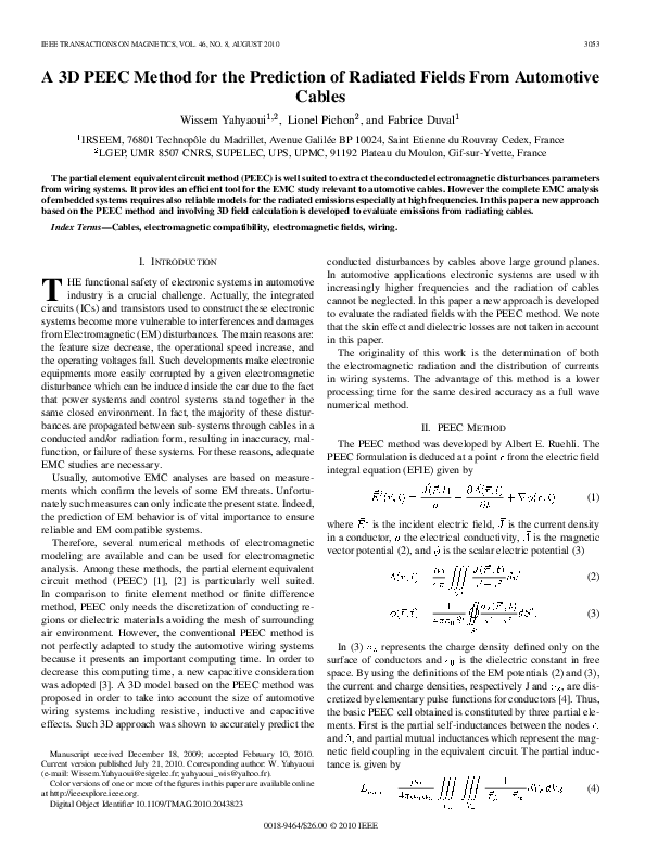 (PDF) A 3D PEEC Method for the Prediction of Radiated Fields From ...