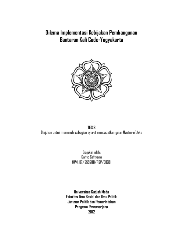(PDF) Dilema Implementasi Kebijakan Pembangunan Bantaran Kali Code ...