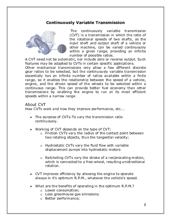(PDF) Continuously Variable Transmission
