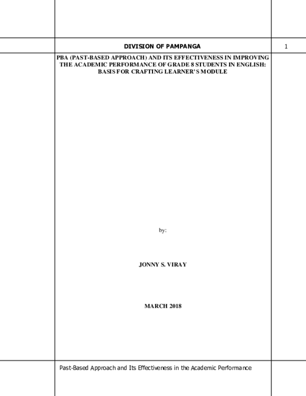 (PDF) Past-Based Approach and Its Effectiveness in the Academic ...