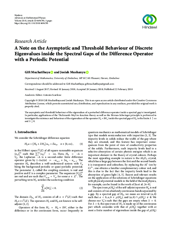 (PDF) A Note on the Asymptotic and Threshold Behaviour of Discrete ...