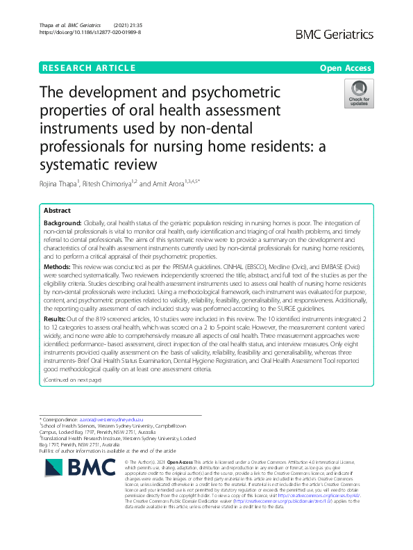 (PDF) The development and psychometric properties of oral health ...