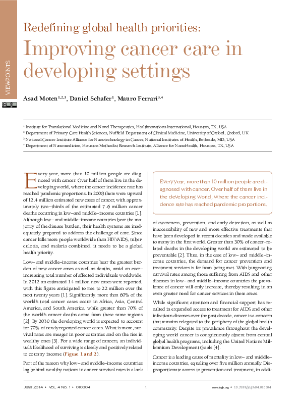 (PDF) Redefining global health priorities: Improving cancer care in ...