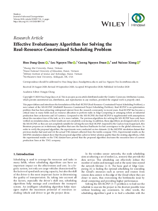 (PDF) Effective Evolutionary Algorithm for Solving the Real-Resource ...