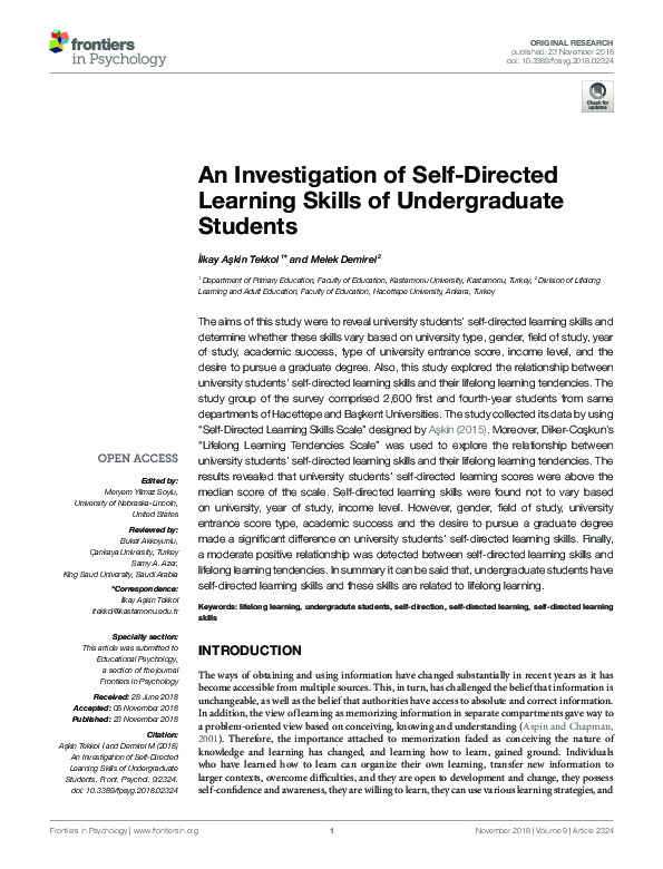 (PDF) An Investigation of Self-Directed Learning Skills of ...