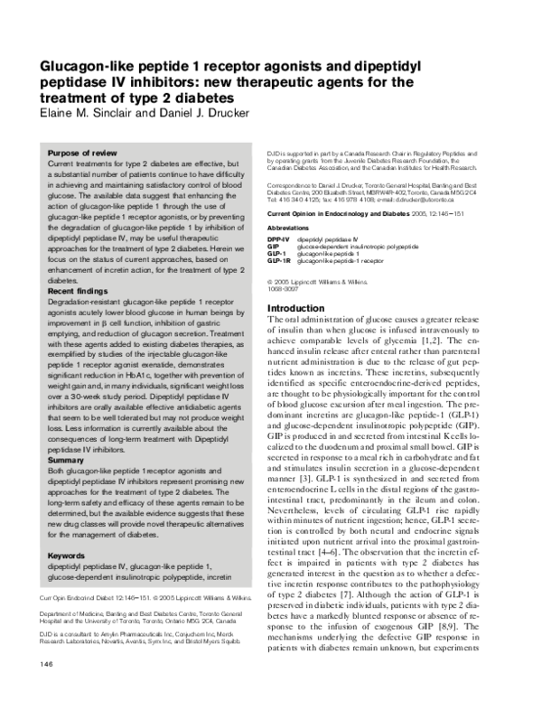 (PDF) Glucagon-like peptide 1 receptor agonists and dipeptidyl ...