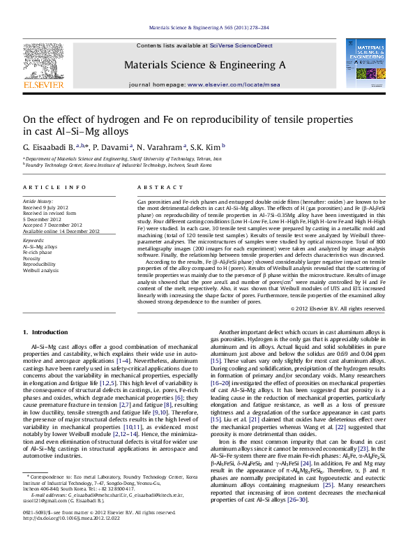 (PDF) On the effect of hydrogen and Fe on reproducibility of tensile ...