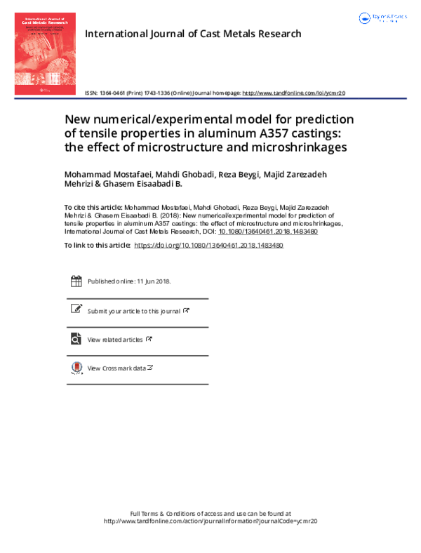 (PDF) New numerical/experimental model for prediction of tensile ...