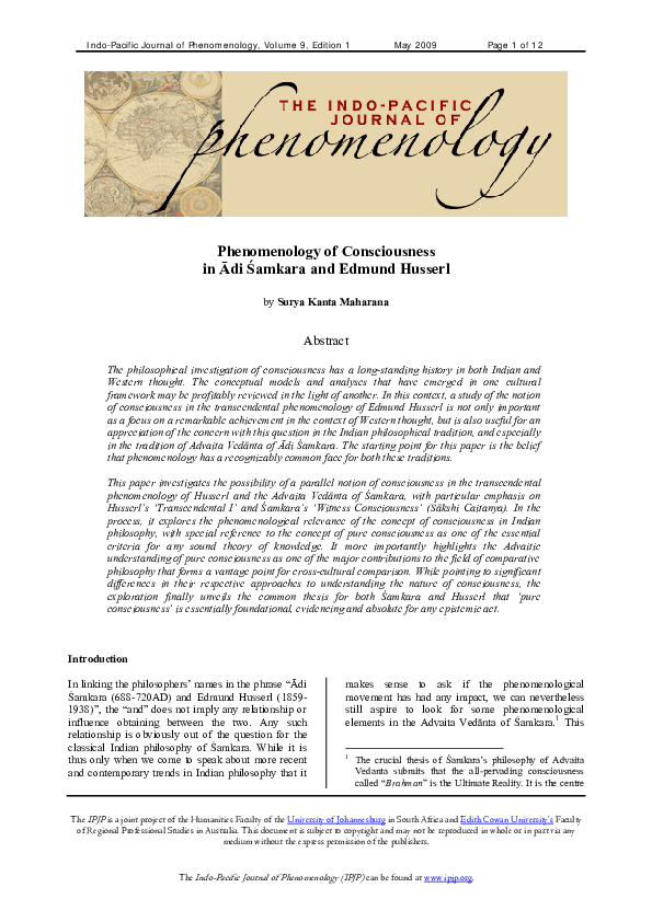 (PDF) Phenomenology of Consciousness