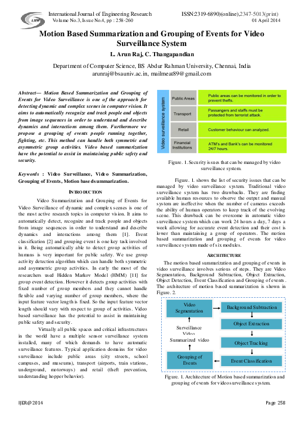 (PDF) Motion Based Summarization and Grouping of Events for Video ...