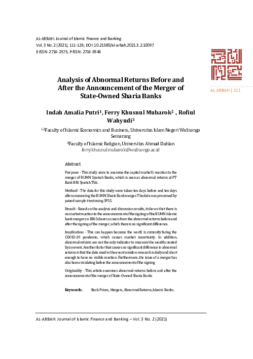 (PDF) Analysis of Abnormal Returns Before and After the Announcement of ...