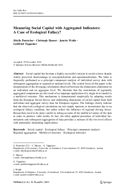 (PDF) Measuring Social Capital with Aggregated Indicators: A Case of ...