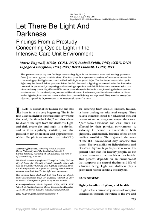 (PDF) Let There Be Light And Darkness