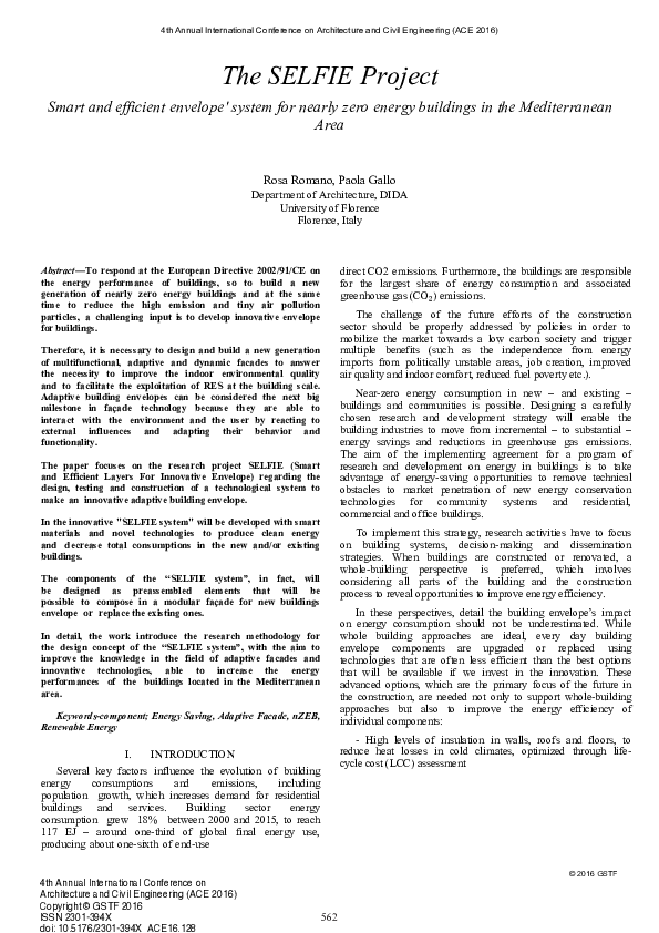 (PDF) The SELFIE Project Smart and efficient envelope' system for ...